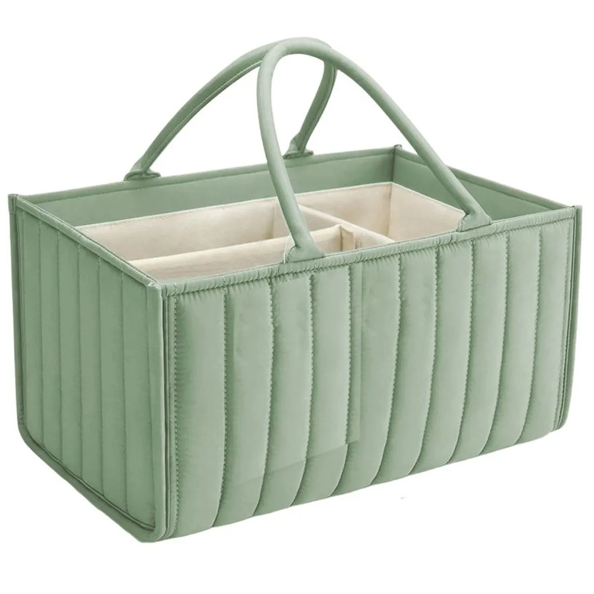 Diaper Caddy Portable Nursery Storage Basket Changing Organizer with Handle - Green