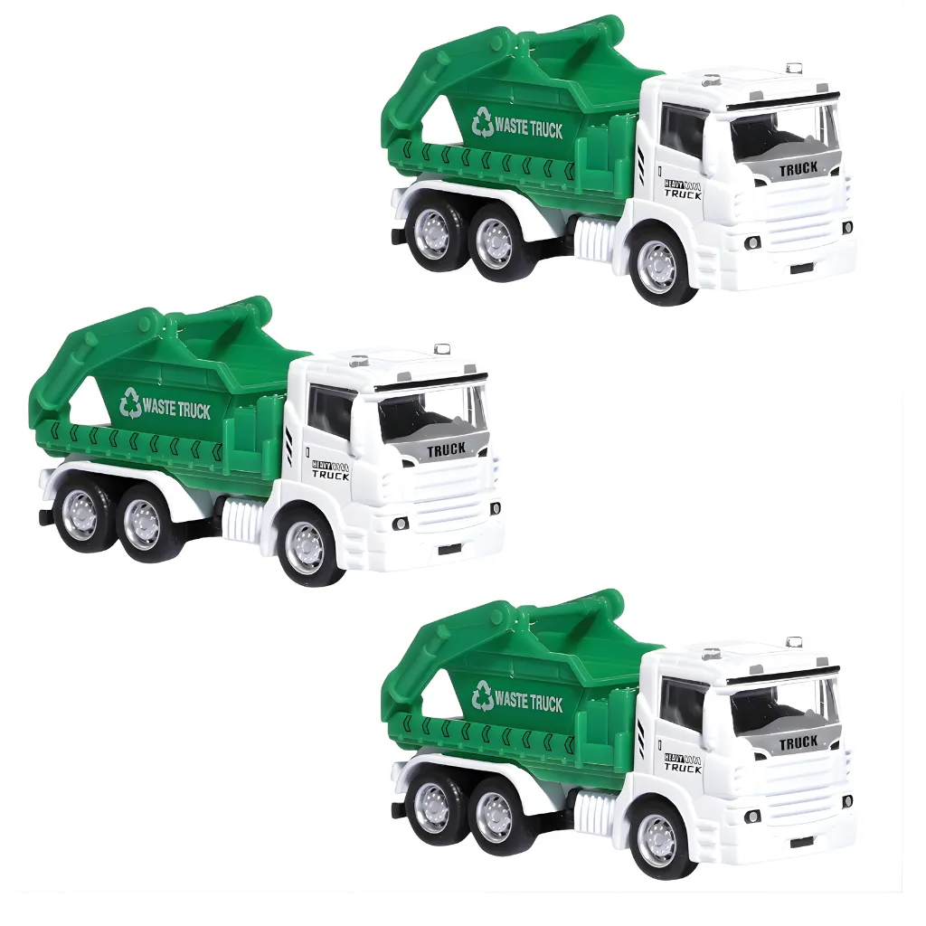 3 Pack - Model Toy Truck Waste Disposal - Green