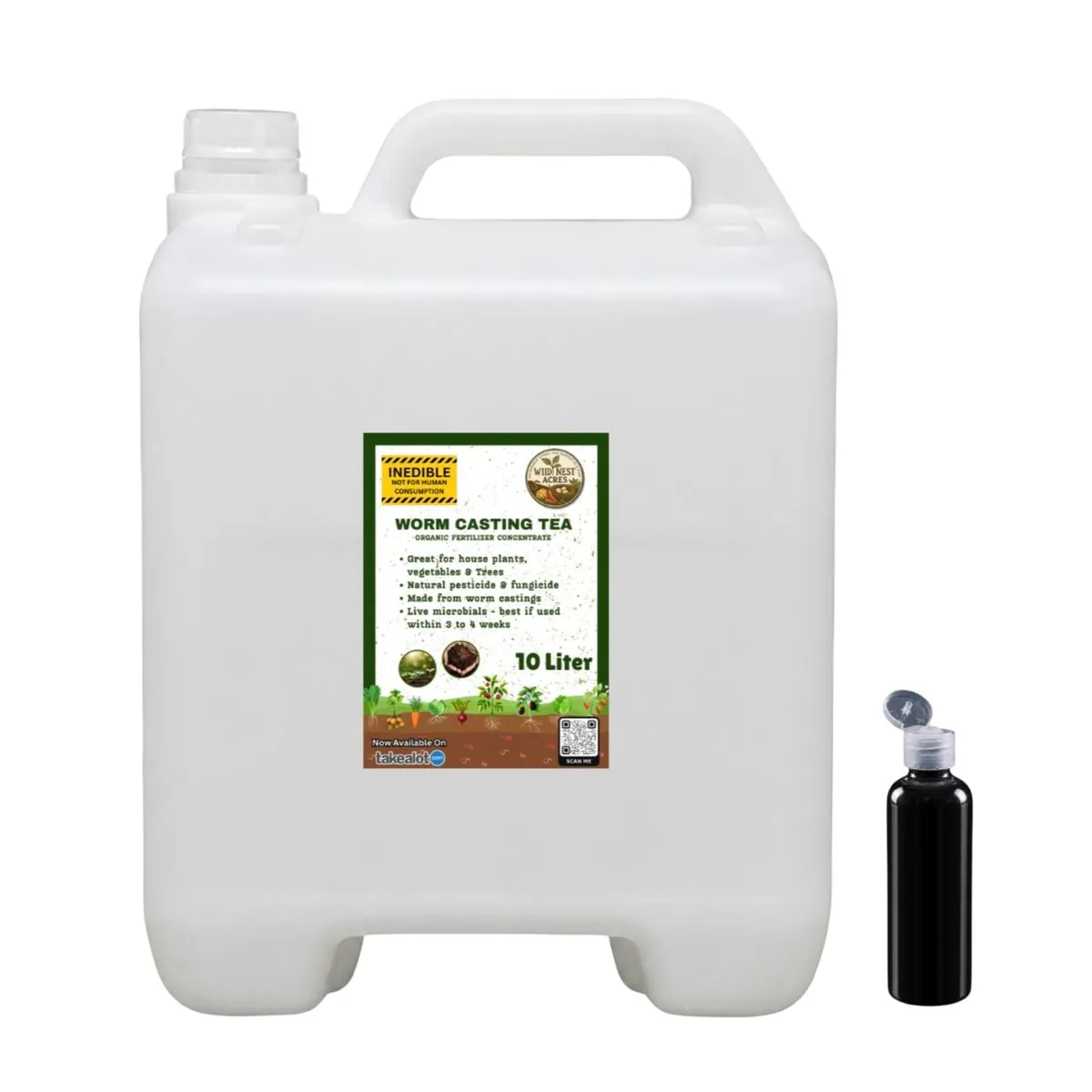 Worm Casting Tea Organic Fertilizer Concentrate 10L with Activator