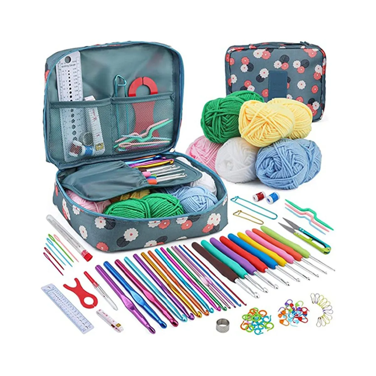 QKTNIUBI 107-Piece Crochet Hook Set Complete Material Kit