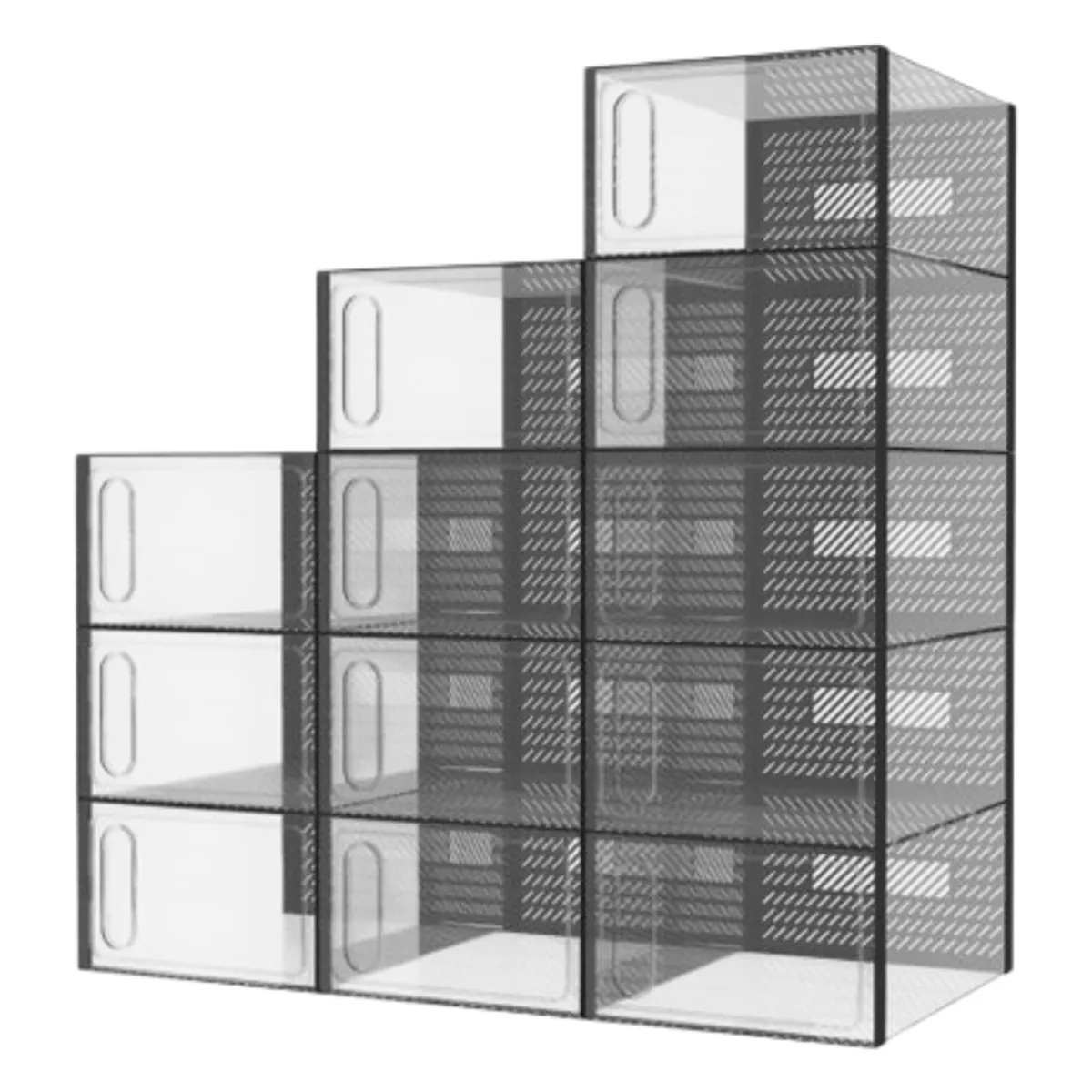 Shoe Organizer Containers Space-Saving Stackable Of 12 Set
