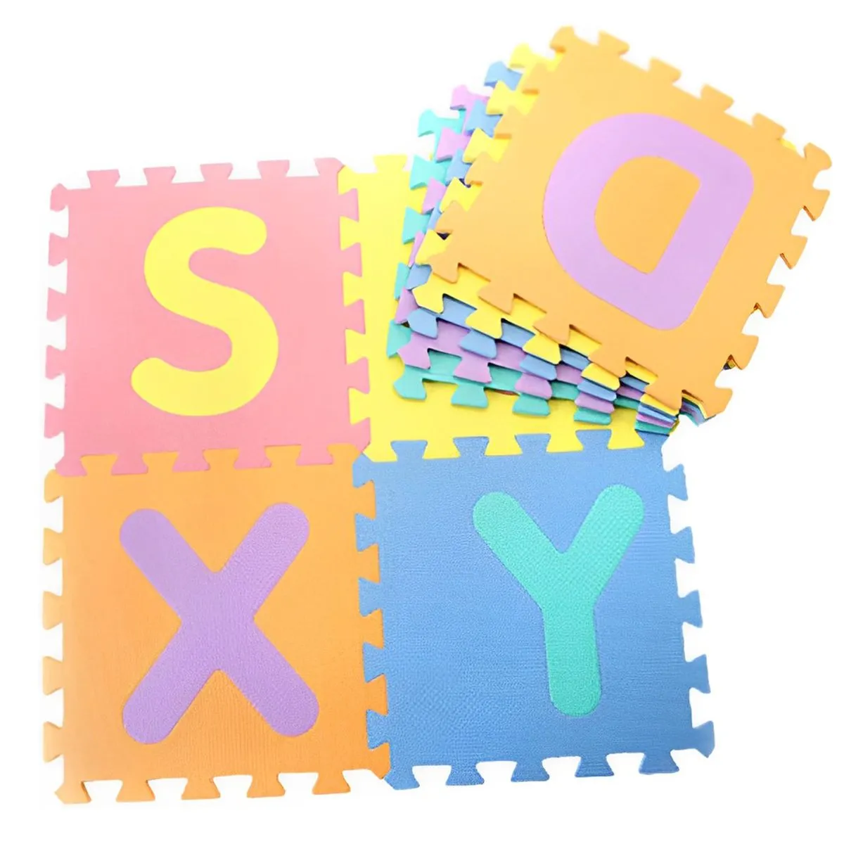 10 Foam Puzzle Floor Play Mats Crawling Mat Interlocking Tiles for Kid Baby - alphabet