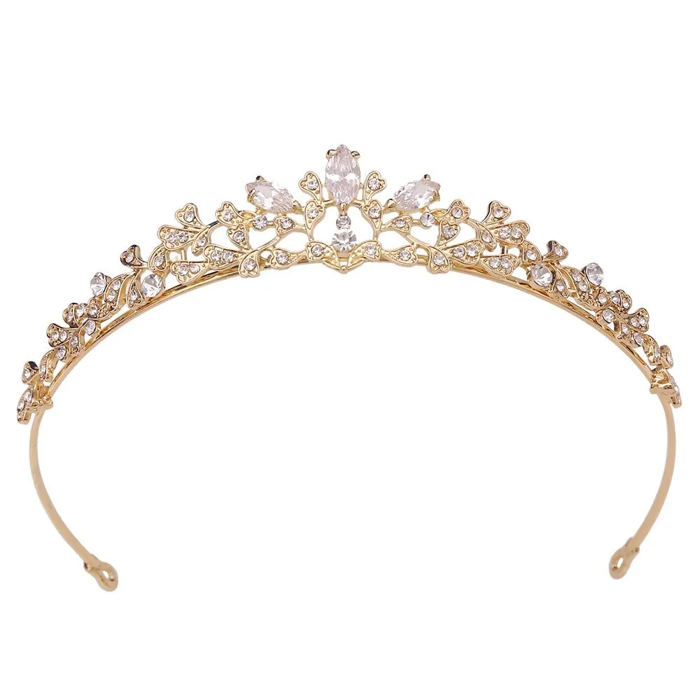 Elegant Gold Rhinestone Bridal Tiara