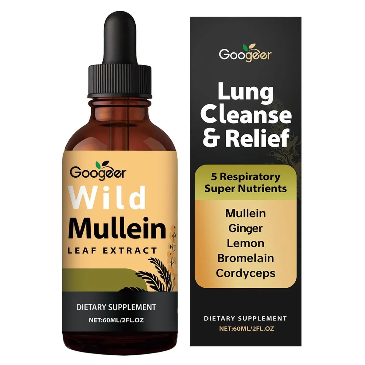 All-Natural Mullein Drops for Lung Cleanse and Detox, Mullein Leaf Extract