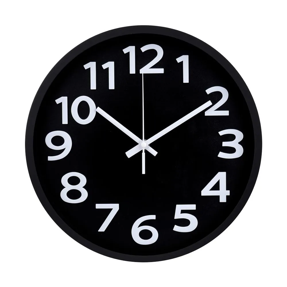 Modern Silent Wall Clocks for Bedroom Office and Classroom Decor - 35cm - Black
