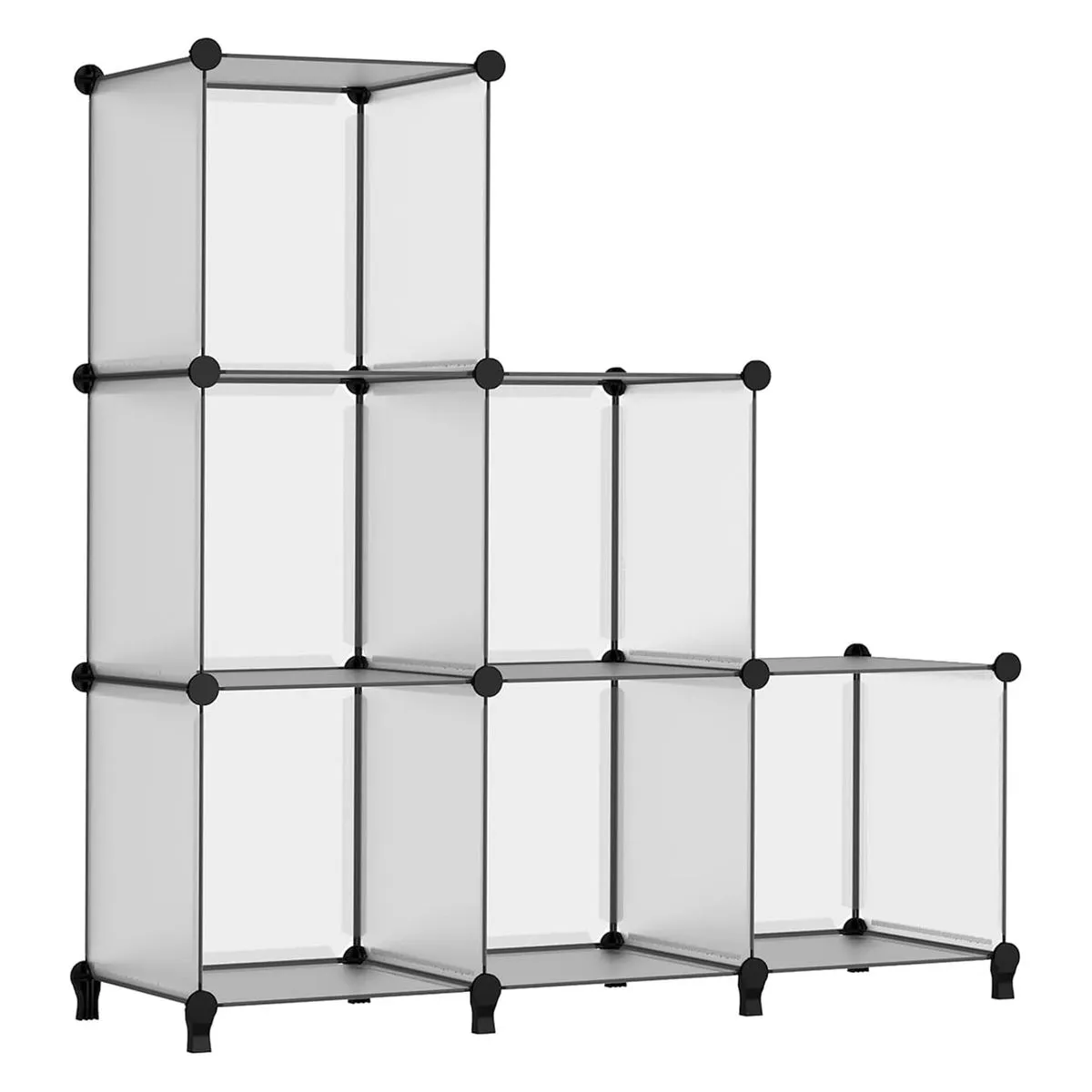 6 Cubes Storage Organizer,Plastic Storage Cubes Modular Storage Shelves - Grey
