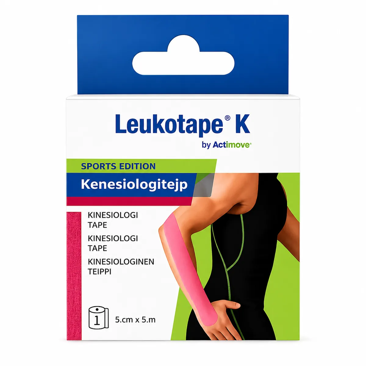 Actimove Leukotape K Kinesiology Tape Pink 5cm x 5m Elastic Sports Support
