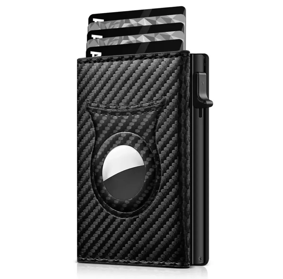 Men's Carbon Fiber RFID Blocking Wallet- Slim Card Case with Tracker Pocket