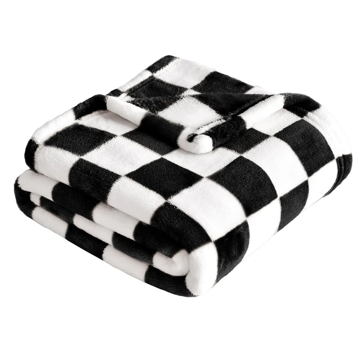 30''x40'' Checkered Fleece Baby Blanket Soft Cozy For Newborn Toddler - Black, White