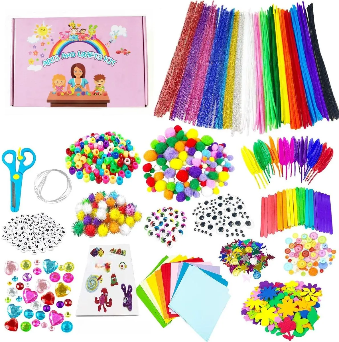 1200+Pieces Kids DIY Crafts Kit Arts & Crafts Supplies Set Toys Gift