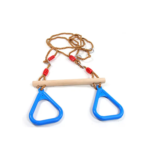 Kids Adjustable Pull - Up Gym Rings: with Wooden Bar for Outdoor Fitness