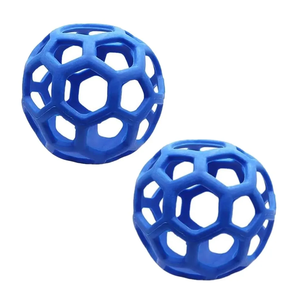 Pet Horse Hanging Hay Slow Feeder Ball 14cm - Set of 2 - Blue