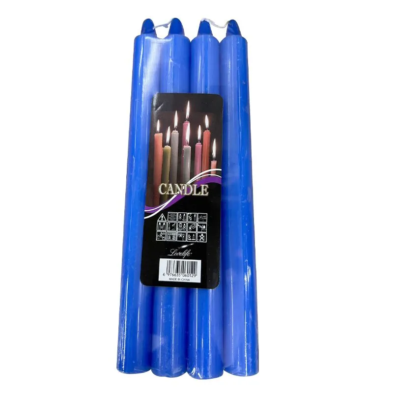 Solid Color Unscented Chime Taper Candle - 12 Pieces - Blue