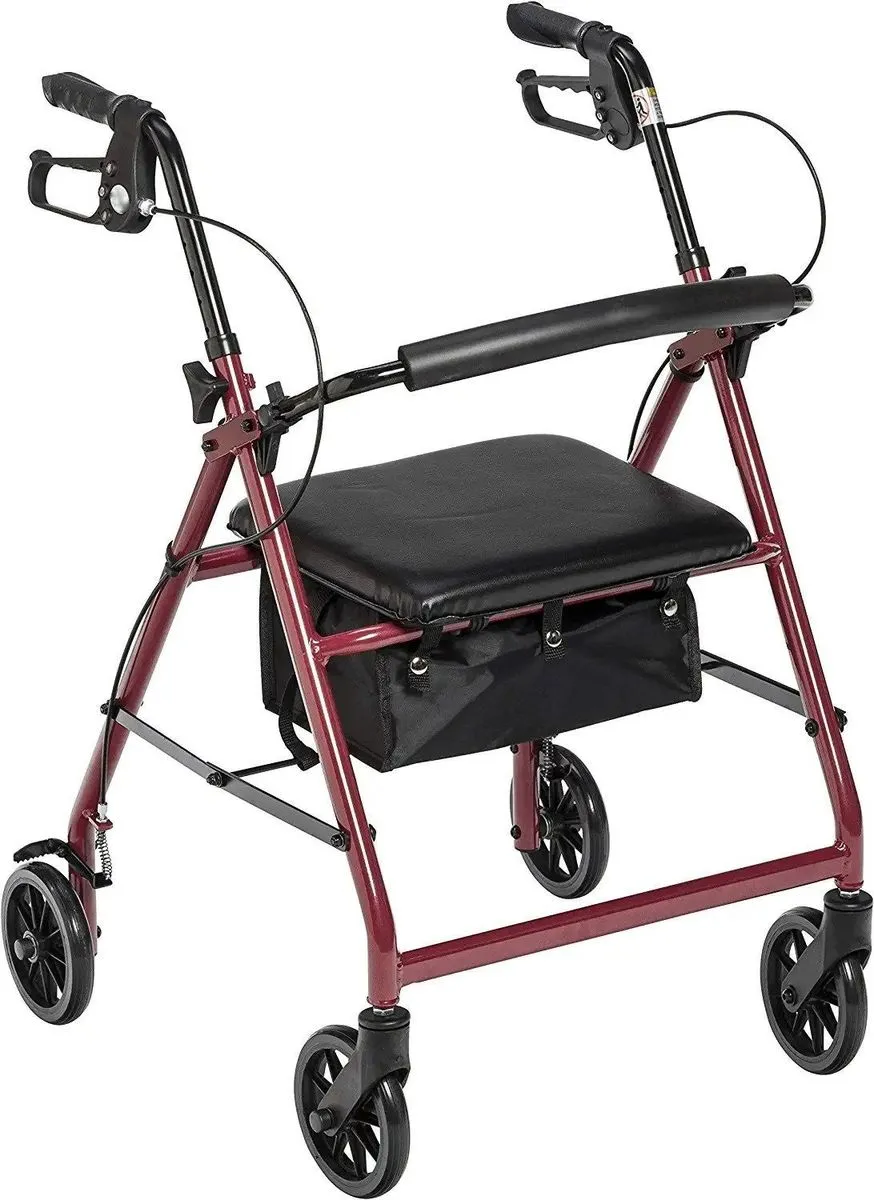 Aluminum Lightweight Walker Rollator For Elderly - Red