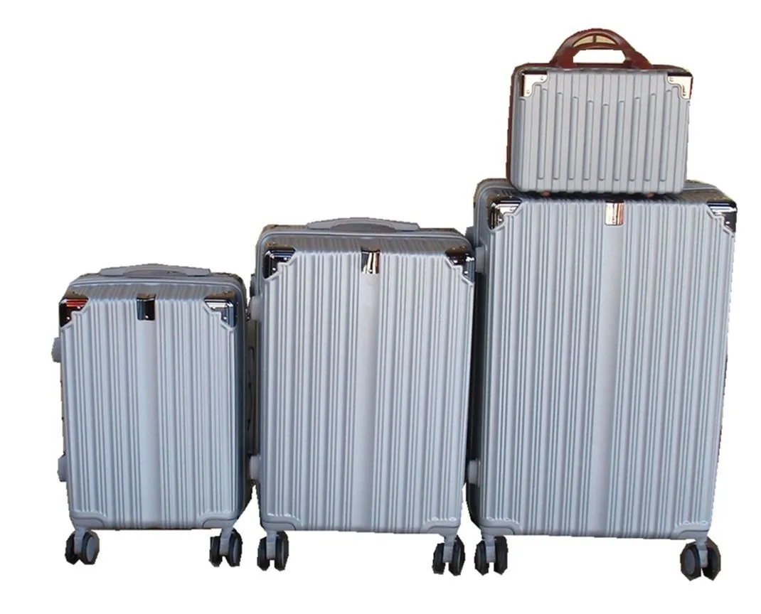 Premium Hardshell Luggage Set - 4-Piece, TSA Lock, Spinner Wheels, Silver