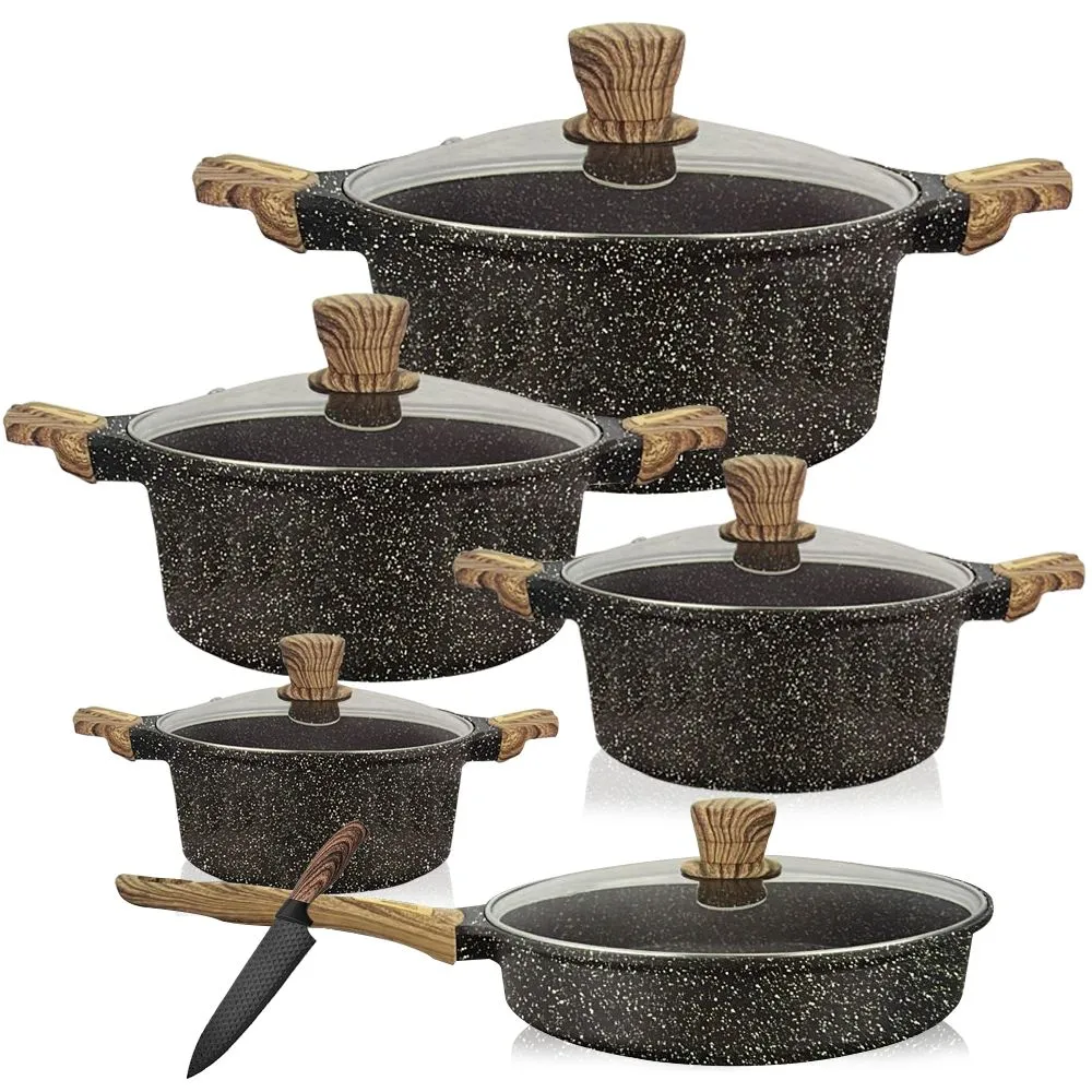 Nonstick Marble Die-Casting Cookware Set - 11 Piece Set