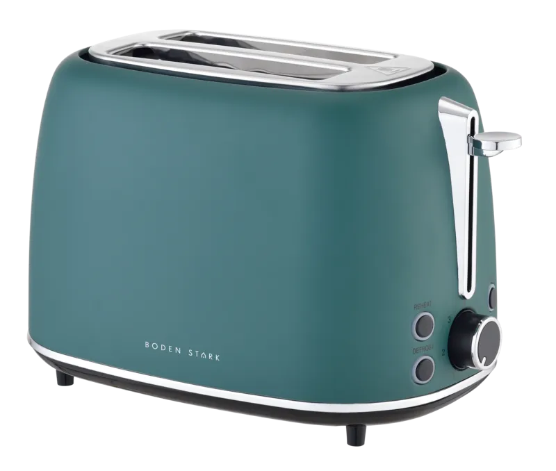 Boden Stark Dual Matte Stainless Steel Toaster - Green