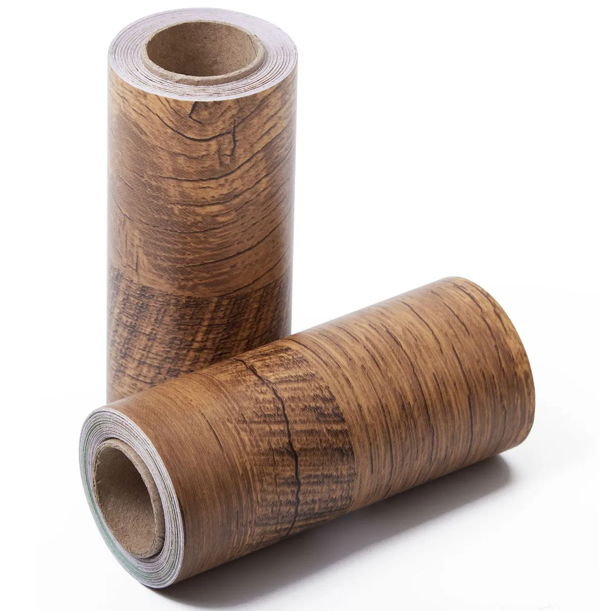 Chenshia 2Pc Wood Grain Adhesive Door Frame Vinyl Skirting Cabinet Roll-5m - Chestnut