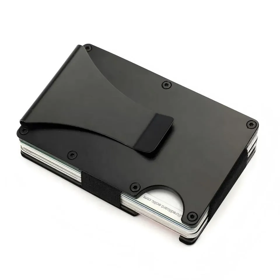 Men's Metal Wallet Credit Card Minimalist Wallet Card Holder - Black