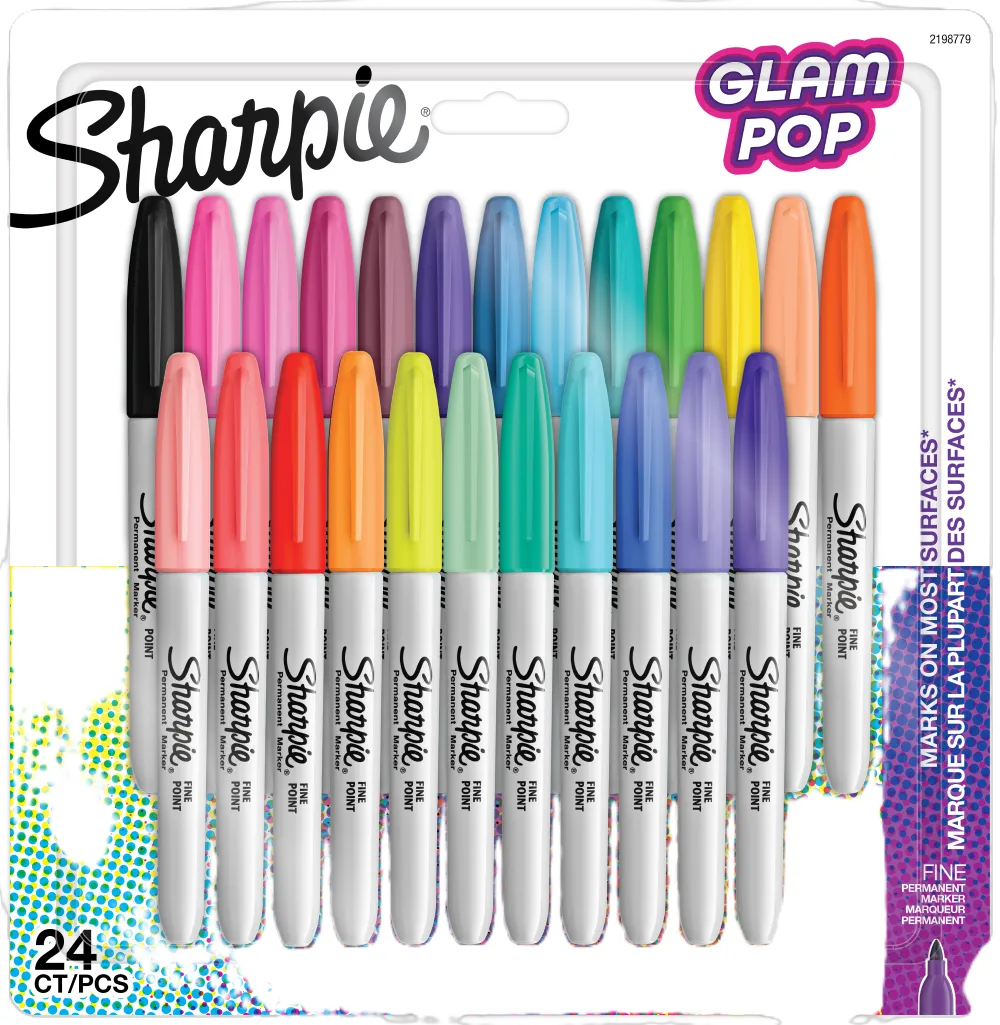 SHARPIE Permanent Markers Fine Point Glam Pop 24 Blister Pack