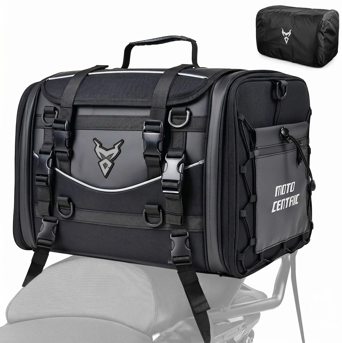 Motocentric 50/60L Waterproof Motorcycle Tail Bag, Rear Seat Travel Luggage - Grey-50L