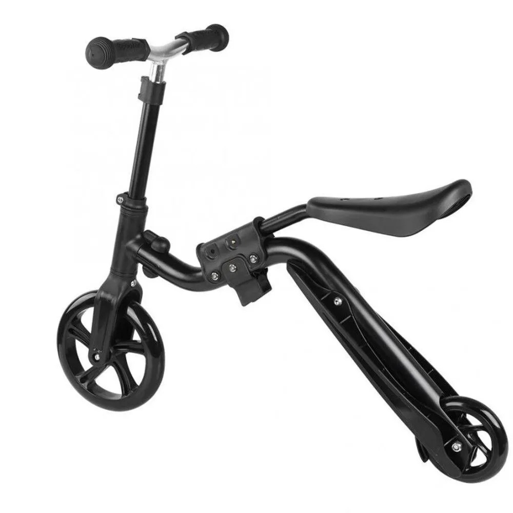 Kids Removable Seat 2 Wheel Transforming 2 In 1 Bike - Black
