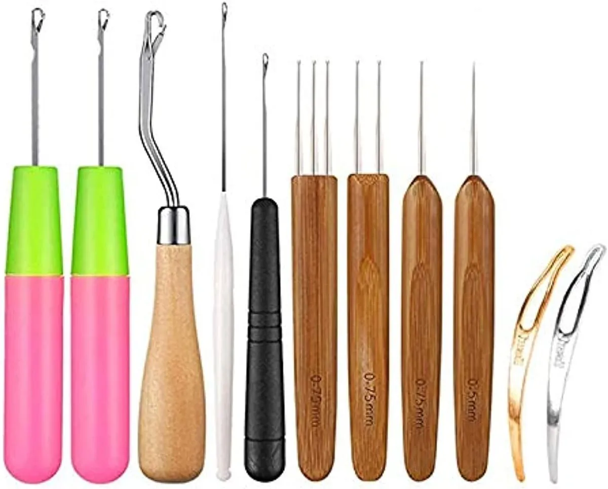 11 Pieces Dreadlock Crochet Hook, Tool Set Crochet Hooks for Hook Rugs