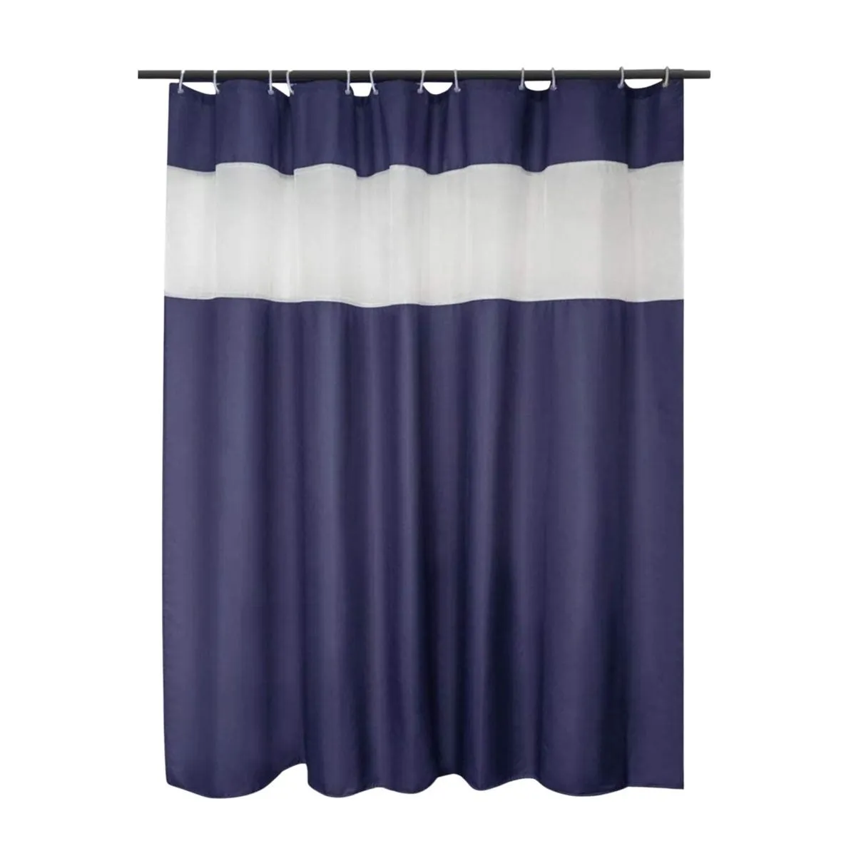 Shower Curtain with Liner and Hooks - Blue