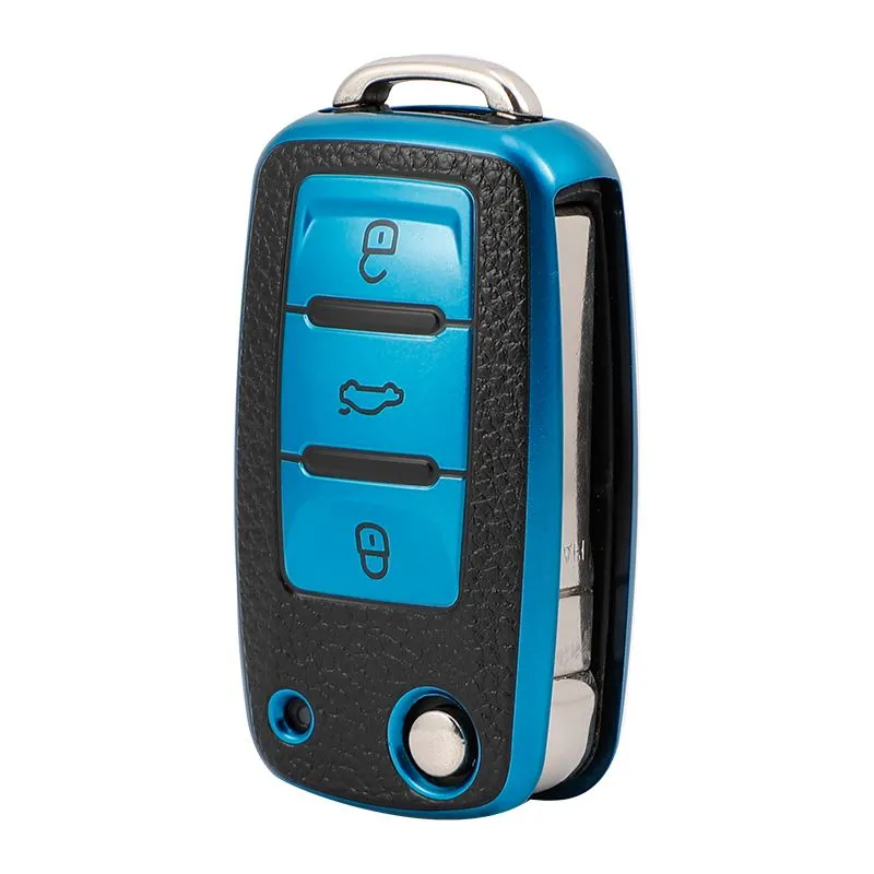 Nexon TPU Leather Key Covers - VW Design 1 - Blue