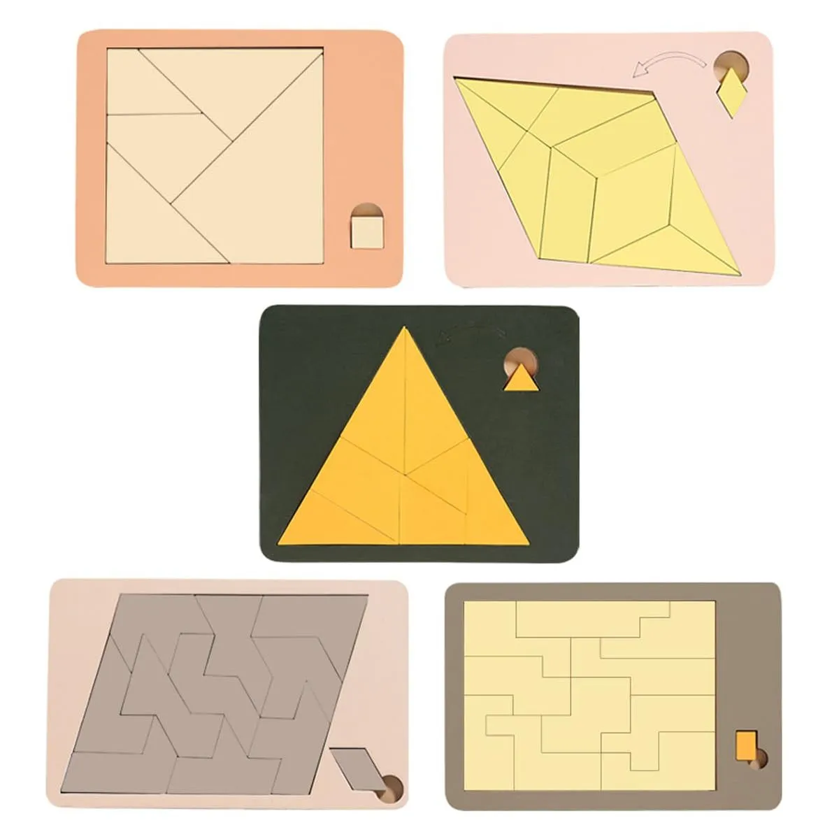 Triangle Puzzle, Solving The Wooden Block Puzzle Challenge,(5PCS)