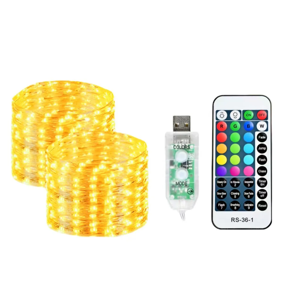 33FT LED Fairy Lights with Remote Control, Multicolor RGB String Lights