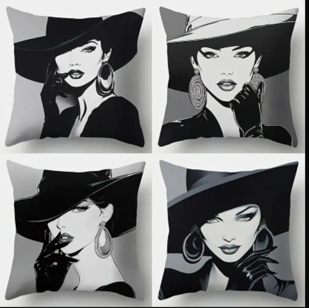 Black and White 4 Piece Glam Pillow Cover