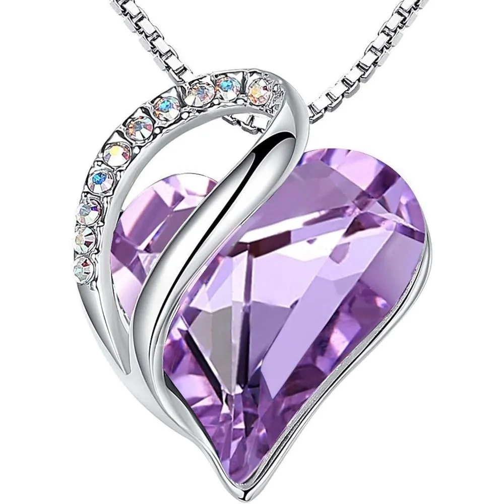Necklaces Women, Infinity Love Birthstone Heart Crystal Pendant, Birthday