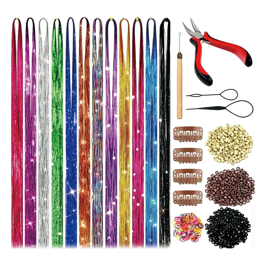 Shining Gold And Silver Hairs Extensions,Colored WigSet,Hair ExtensionTools