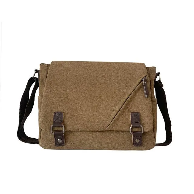 Male Messenger Bags Boy Canvas Bags-Brown