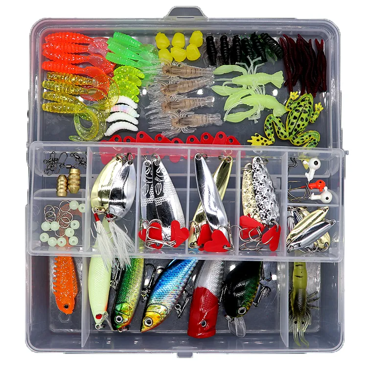 113 PCS Fishing Lures Fishing Stuff Set Tackle Box General Kit Equipment