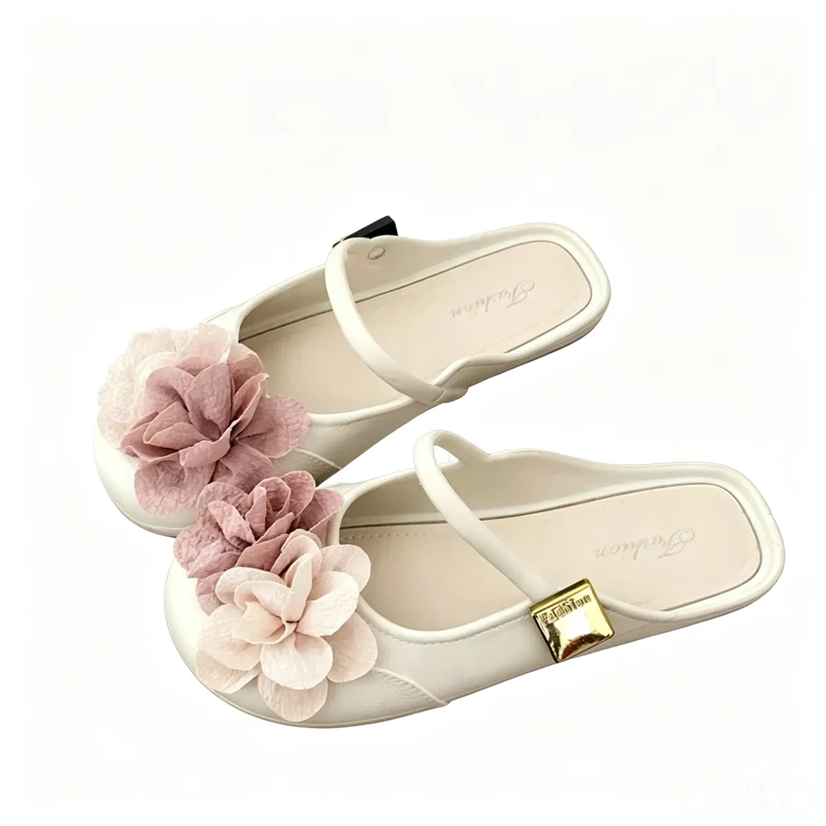 Forest Style Fabric Floral Closed-Toe Women Slide Slippers