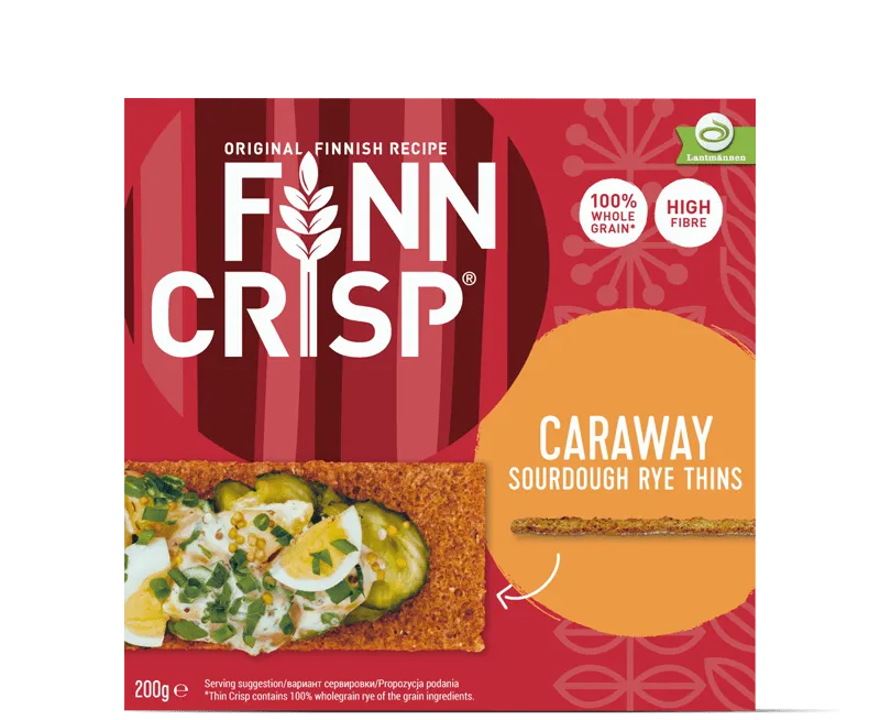 Finn Crisp Caraway Sourdough Rye Thins 200g (Box of 18)