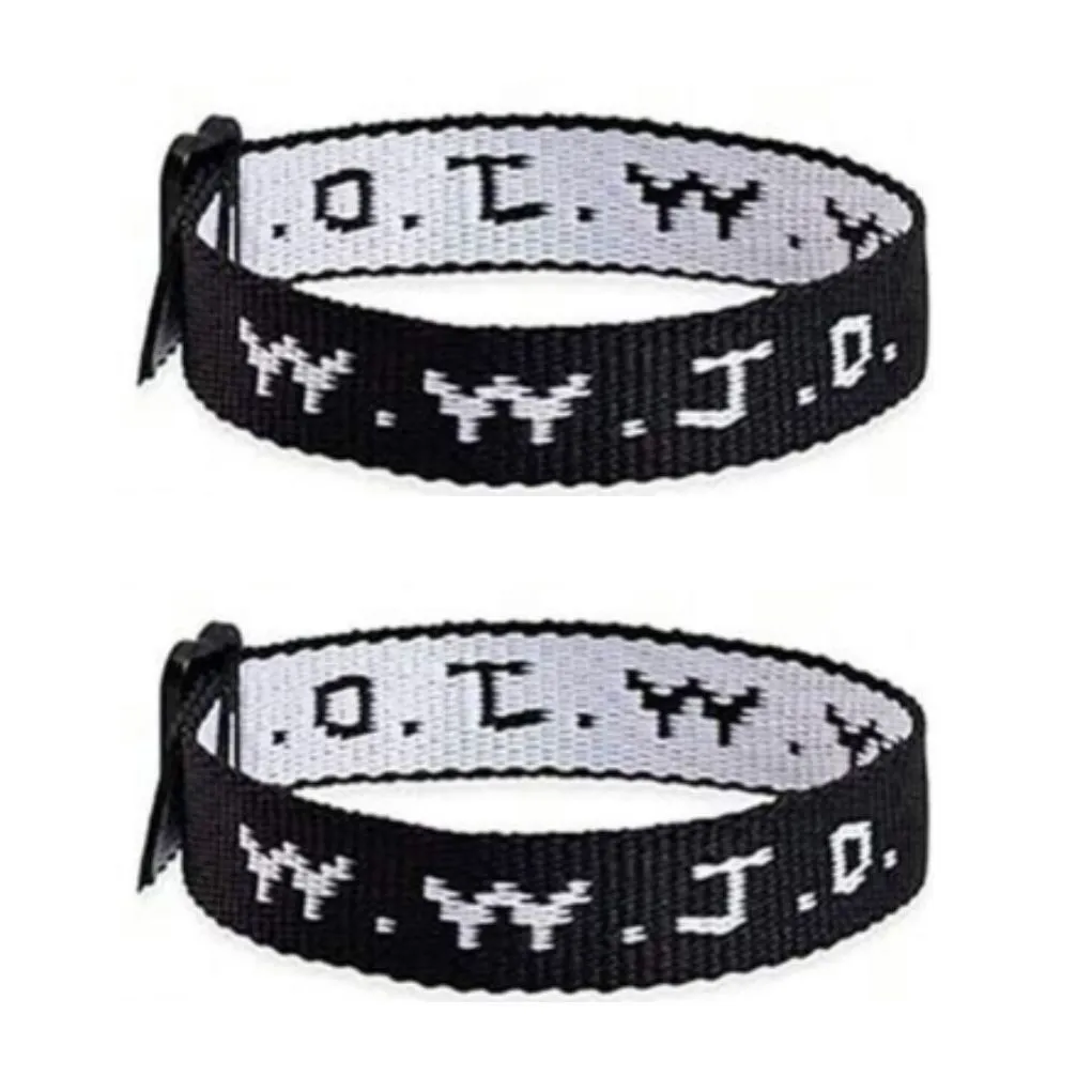 2 Pack WWJD - What Would Jesus Do - Christian Bracelets - Black