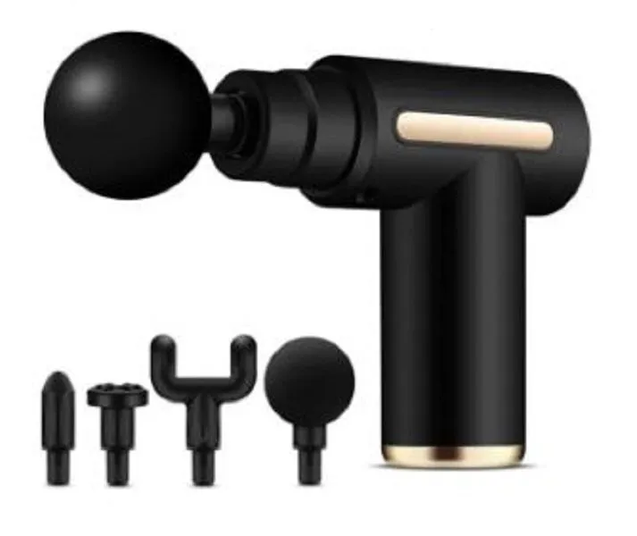 Rechargeable 4 Heads Portable Muscle Massage Gun Percussion Massager - Black