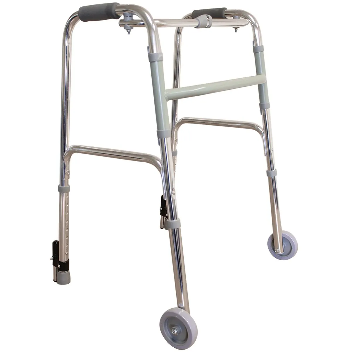 Folding Walker with Wheels and Push Down Brakes
