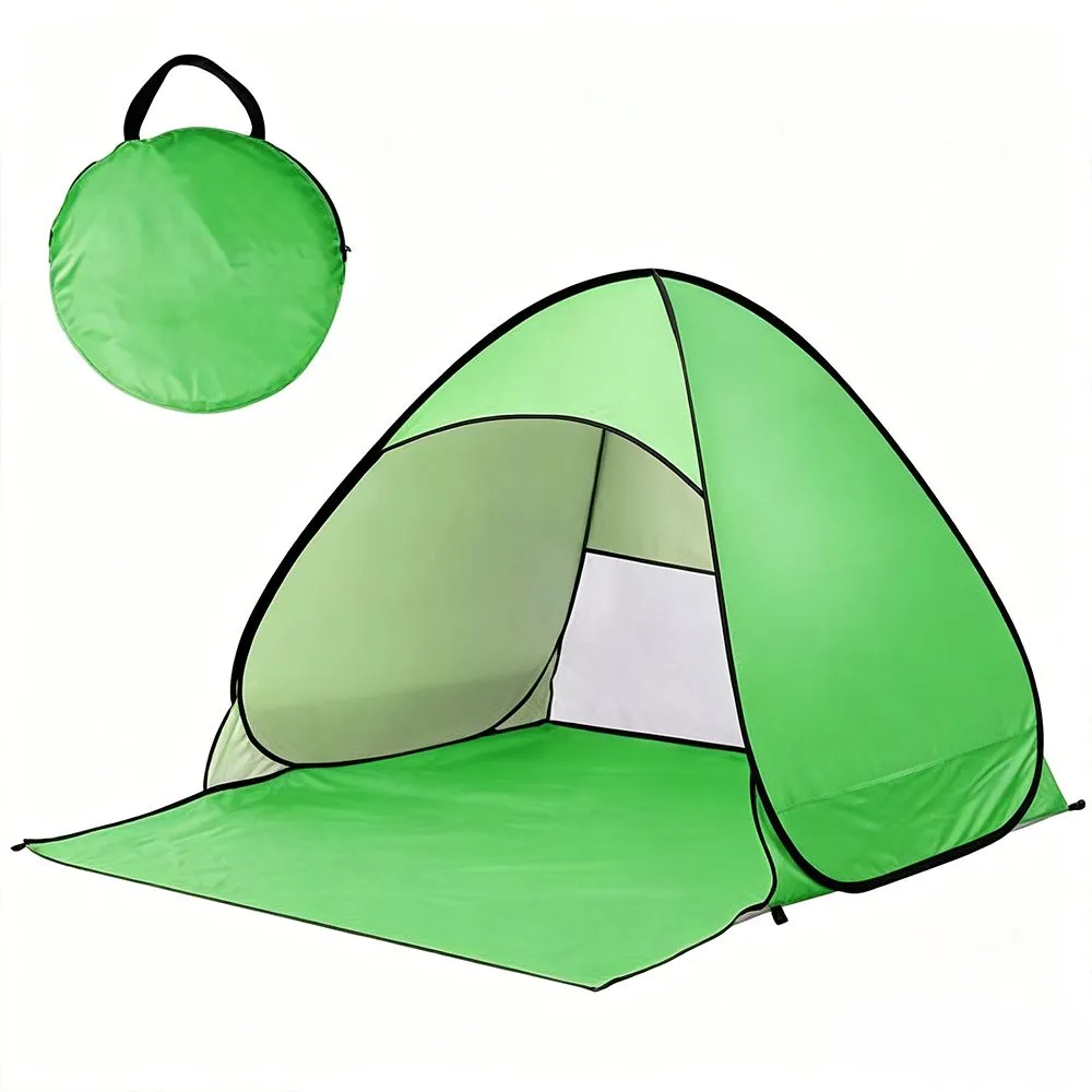 Green Automatic Pop-Up Tent 2-3 Person UPF50+ Sun Shelter Beach & Camping
