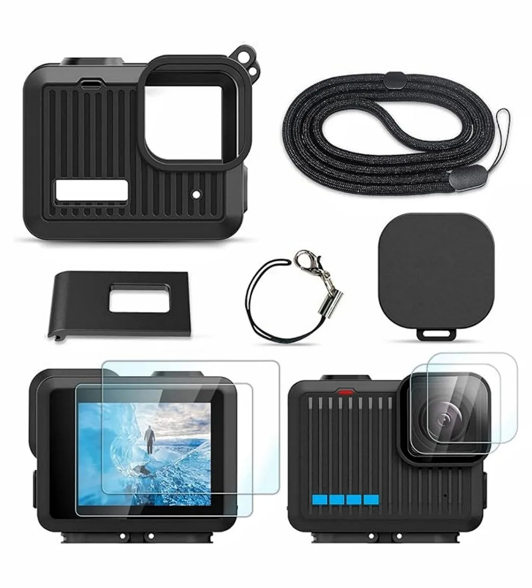 Silicone Case Accessories Set, Compatible With Go Pro Hero 4K Action Camera