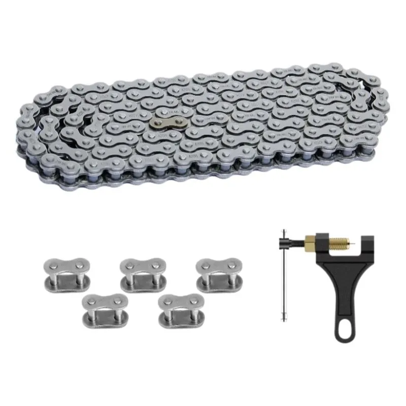 420H Motorcycle Chain 120 Links with 5 Master Links and Chain Breaker
