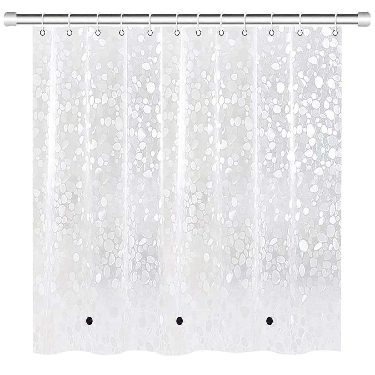 Bathroom Shower Curtain Waterproof Shower Curtain Liner with Hooks -180CM - Clear Pebbles Pattern