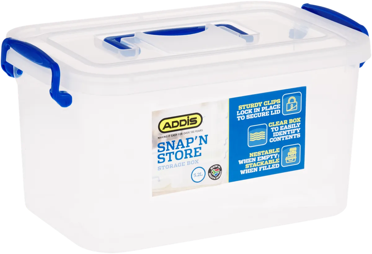 Addis Snap 'N Store Storage Box with Carry Handle 5.2L