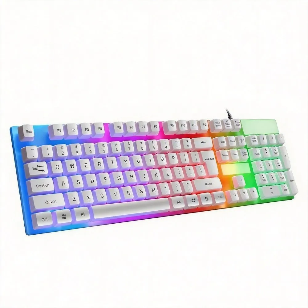 104-Key RGB Gaming Keyboard with 1.3m Cable, Compatible with Windows & iOS