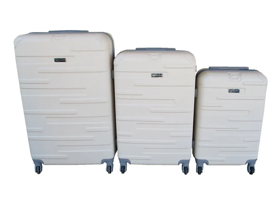 3 Piece Travel 30" Luggage Suitcase Bag Set-Stylish -Cream White