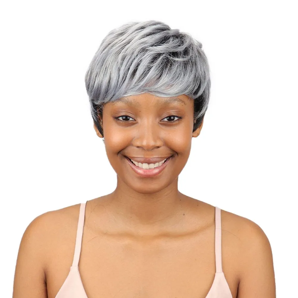 Magic Party Wigs Short Machine Made Pixie Cut Synthetic Hair HE Pexie - Grey