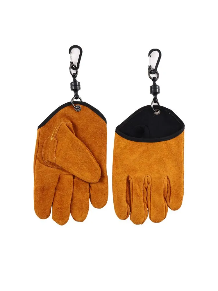 Camping fire-resistant, heat-insulating and anti-scald cowhide gloves